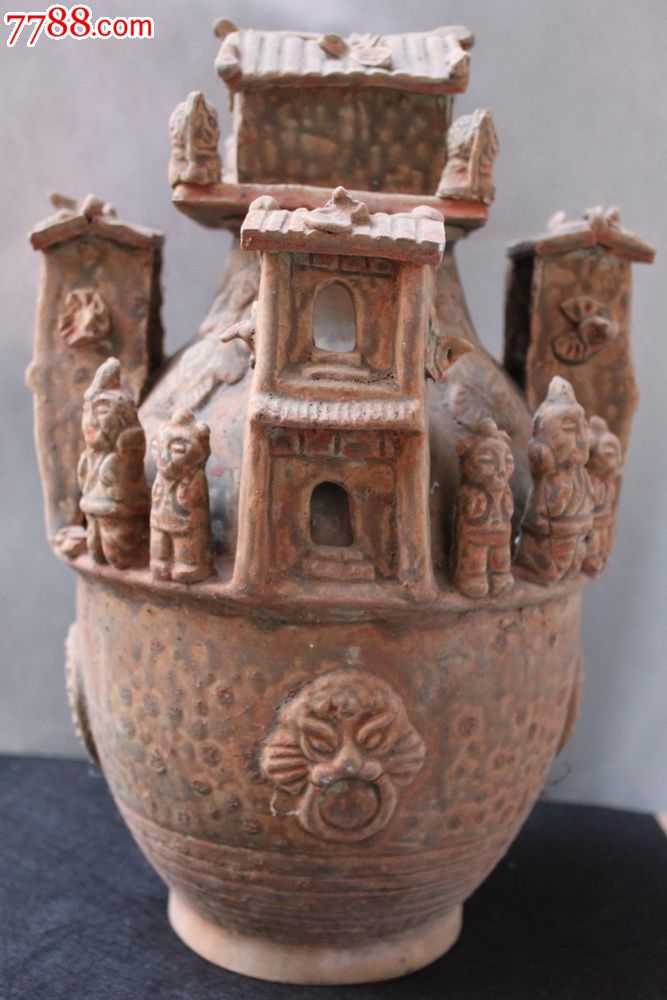 清代乾隆年制陶瓷谷仓罐堆塑罐