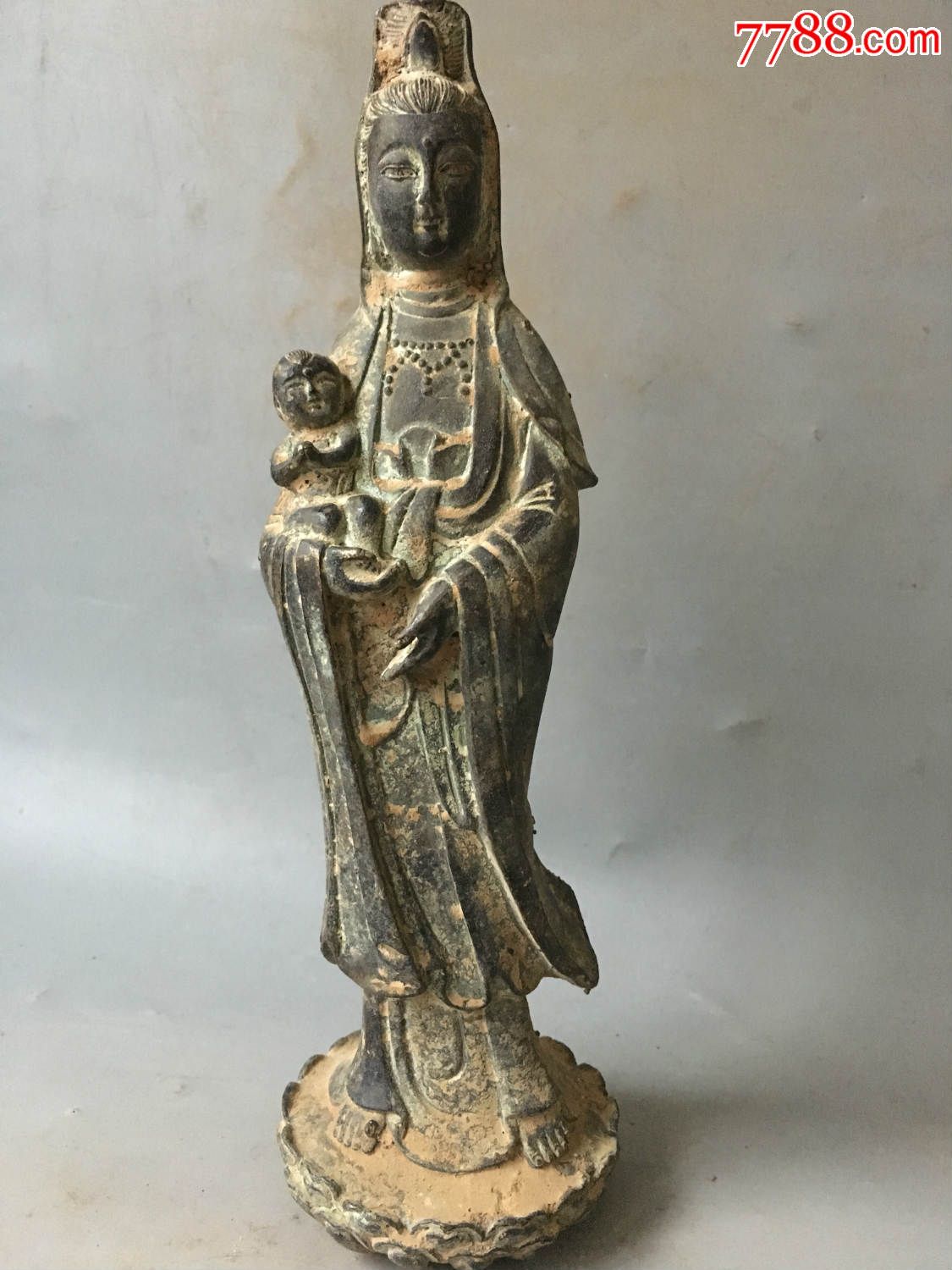 清乾隆年送子观音菩萨造像,铜像/铜佛像,菩萨铜像,元明清,青铜,立像