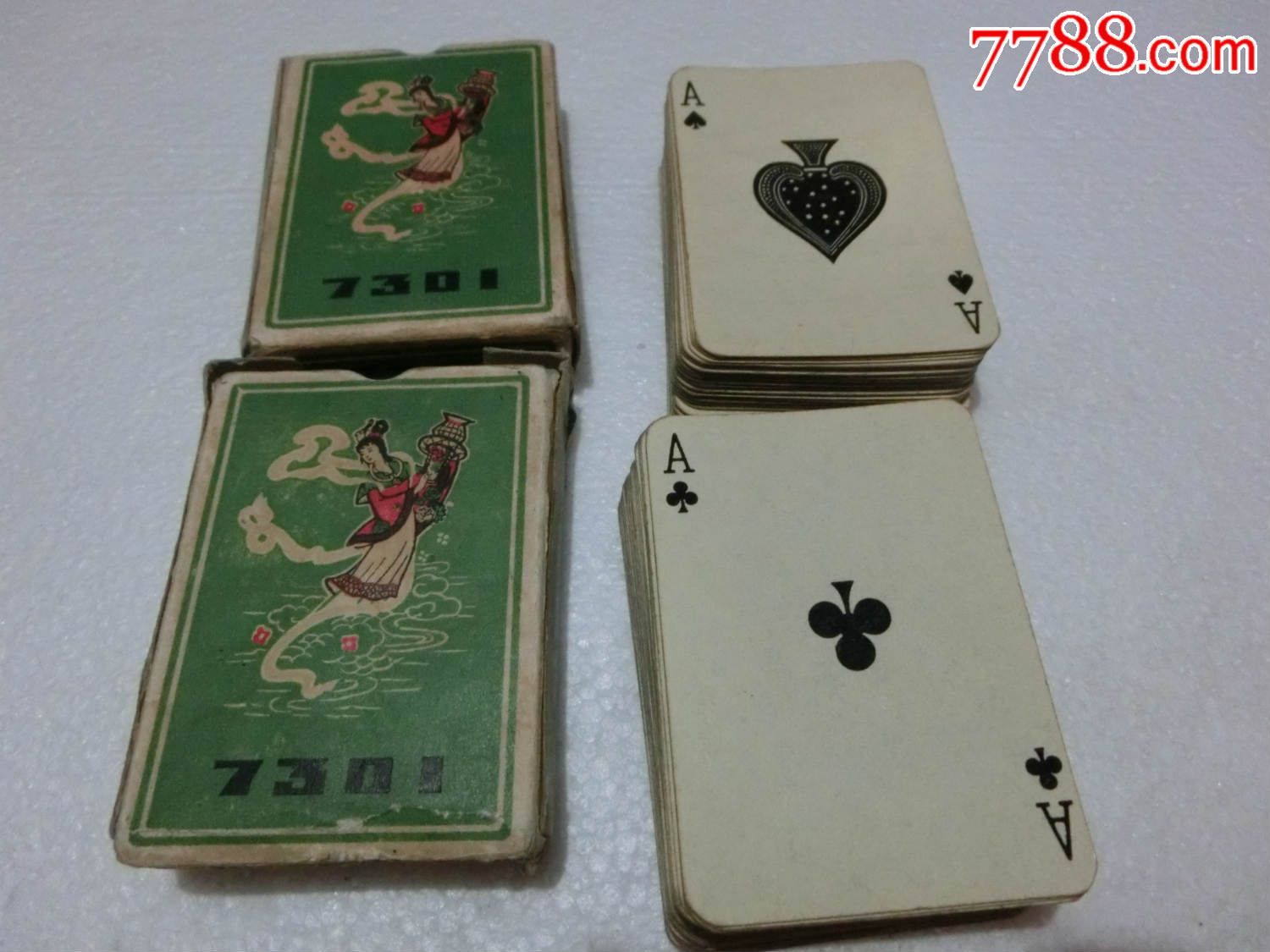 早期天女散花两幅7301阔,看简介下拍,扑克牌,普通扑克,年代不详,其他