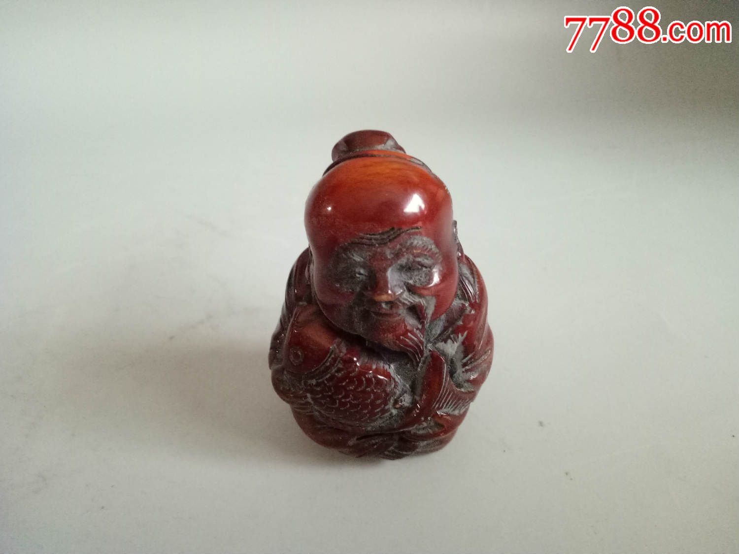 牛角人物像摆件