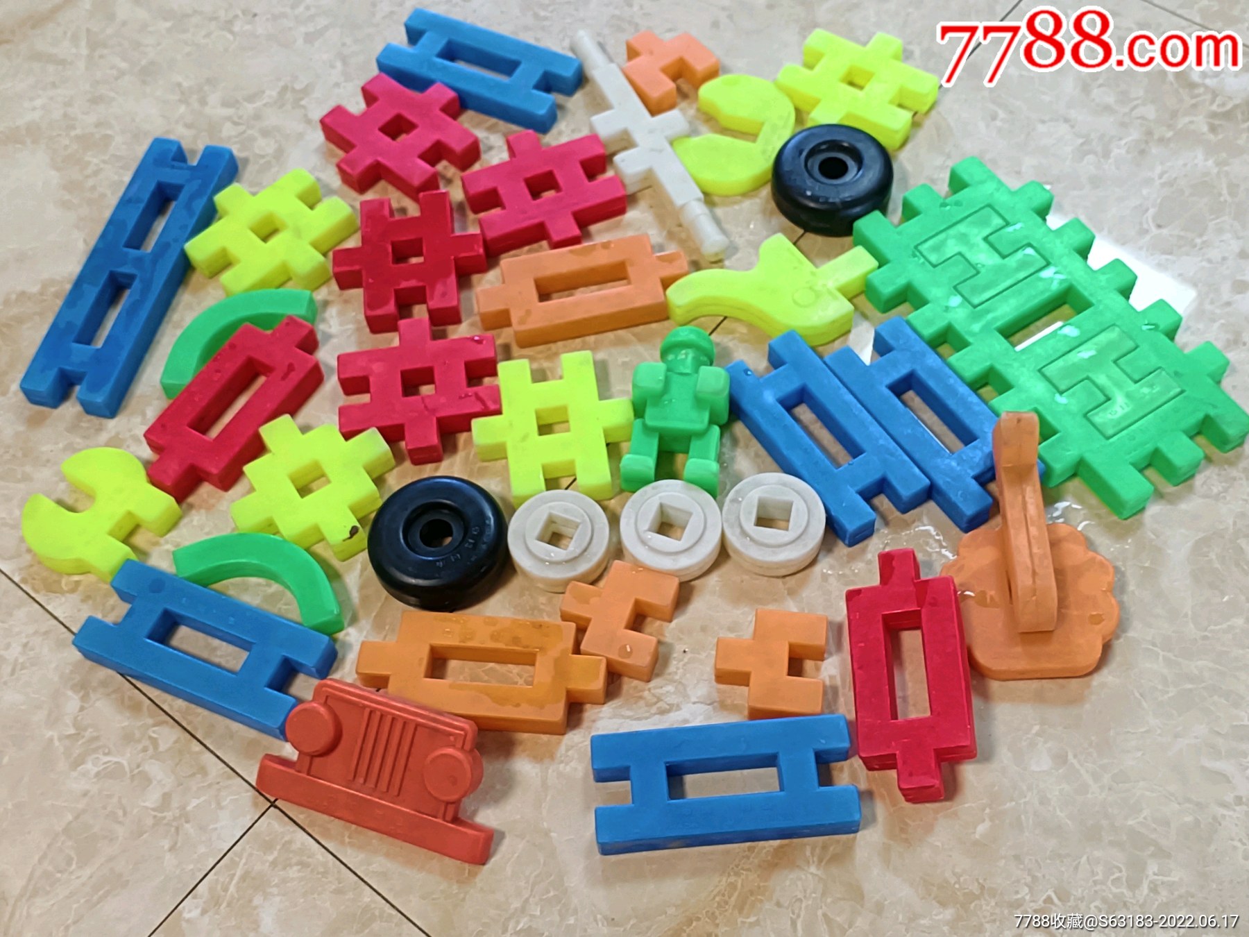 真正八十年代每块塑料积木上都有中国制造及英文_拼装玩具_淘古宝斋