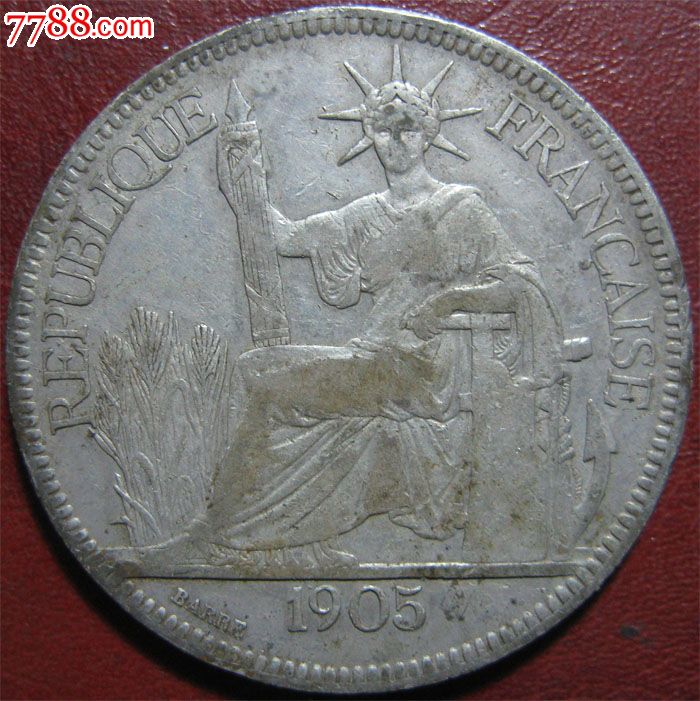 少见年份法殖越南坐洋1905年大银币
