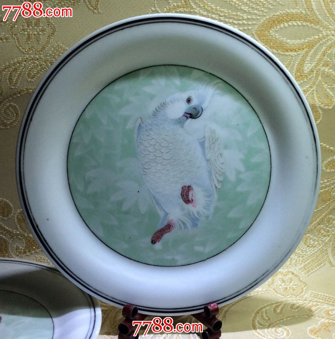 醴陵釉下五彩-群力老瓷器-《艺术挂盘鹦鹉》