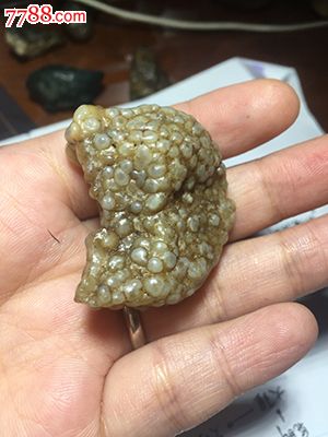 内蒙古阿拉善戈壁玛瑙满鱼籽原石籽料保真把件尺寸为3.8x3.5x2.1厘米