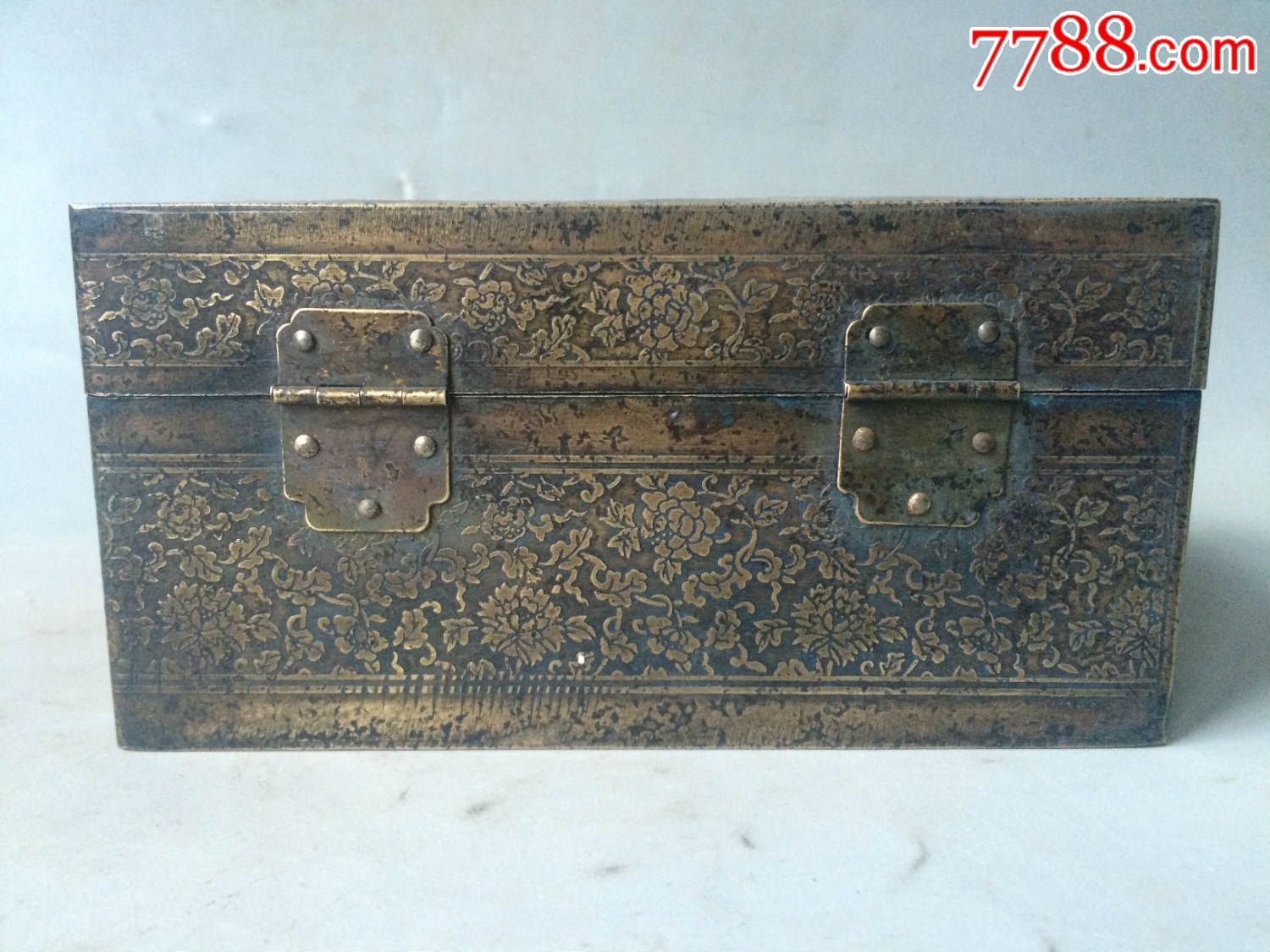 清代纯铜百宝箱黄铜盒子