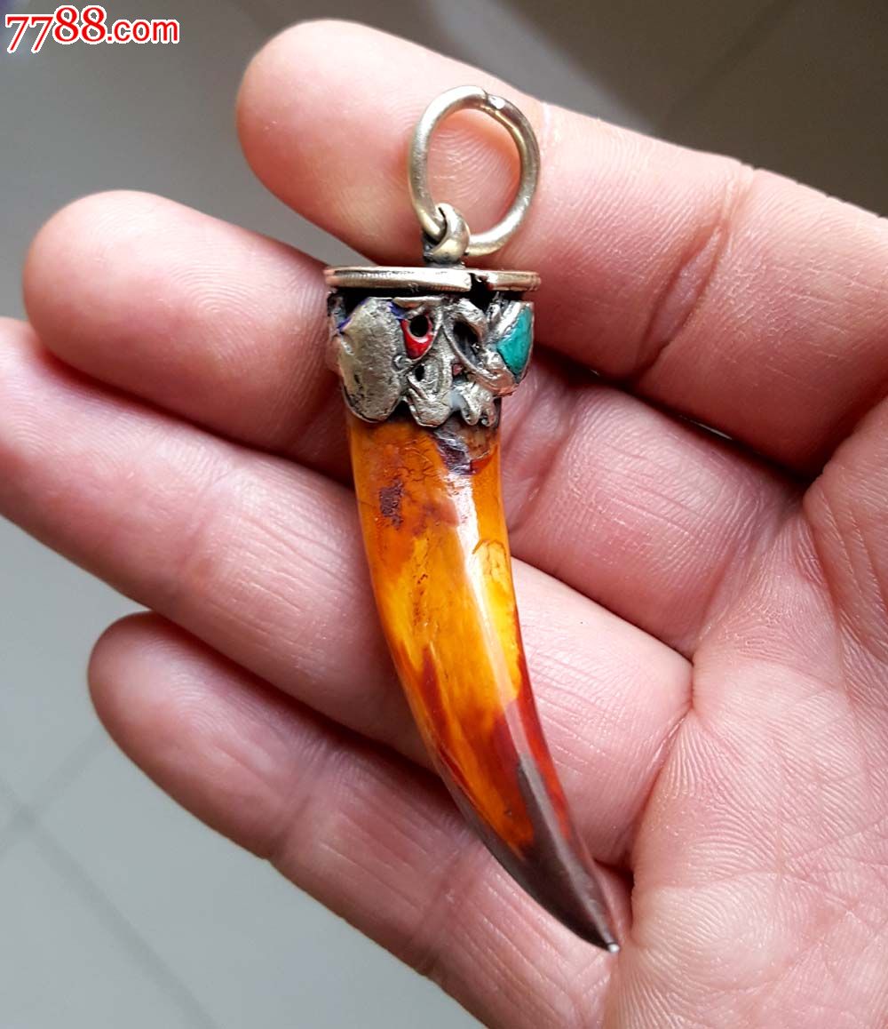 精品辟邪珐琅彩小野猪牙吊坠手玩件